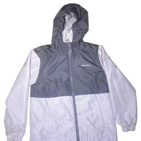 Eddie Bauer Other - Eddie Bauer Kids Windbreaker Jacket Hooded Full Zip Colorblock Gray M 10/12